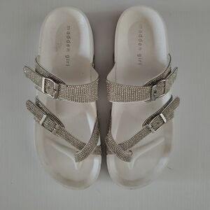 Madden Girl White Silver Rhinestone Sandals